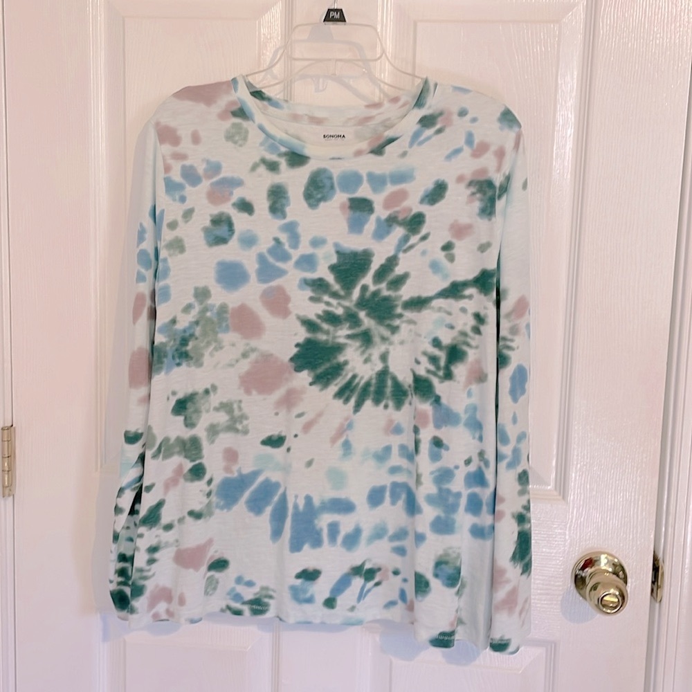 SONOMA Long sleeve Tie Dye Boat Neck Top, Size XXL
